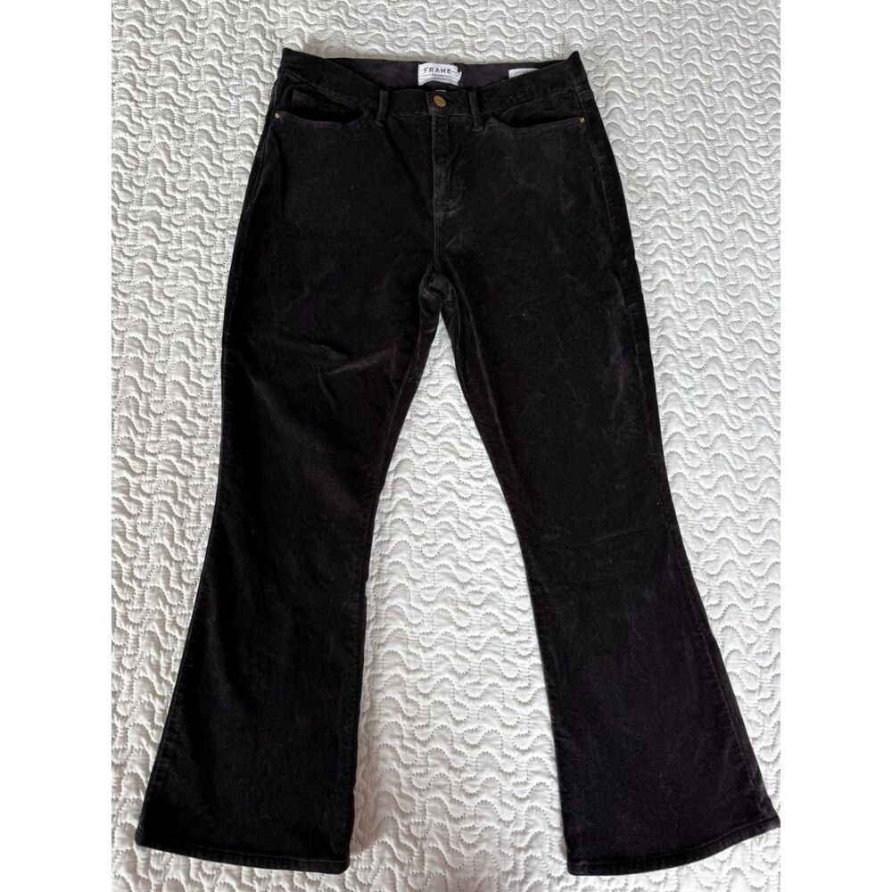 FRAME Le Crop Mini Boot Velvet Pants Size 29 Washed Black Flare Pants